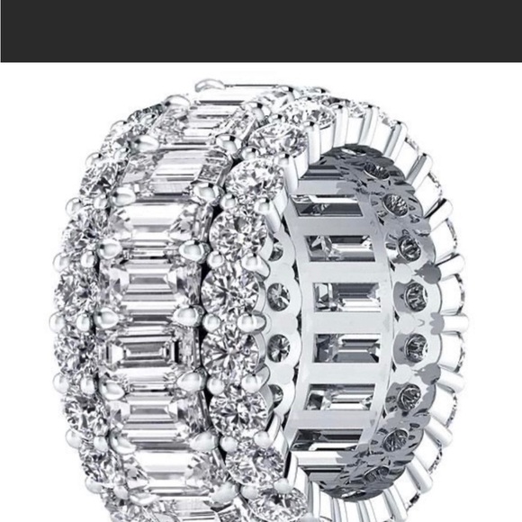 Eternity Wedding Band For Her Multi Row Anniversary Ring - Picture 3 of 6